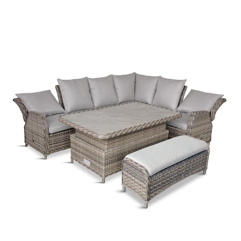 Leisure Grow - Florence Large Rectangular Modular Dining Set with Adjustable Height Table & Reclining Chairs