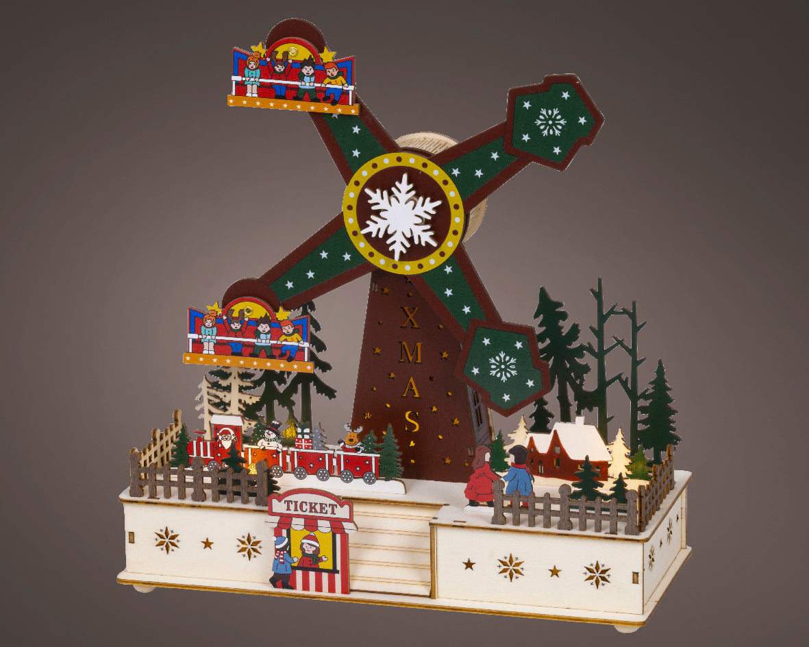 Wooden Warm White Light Up Fair Ride with Motion