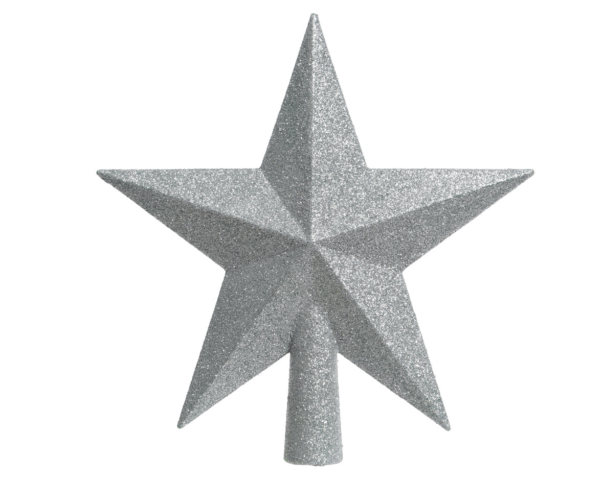 Silver Large Shatterproof Glitter Star Tree Topper