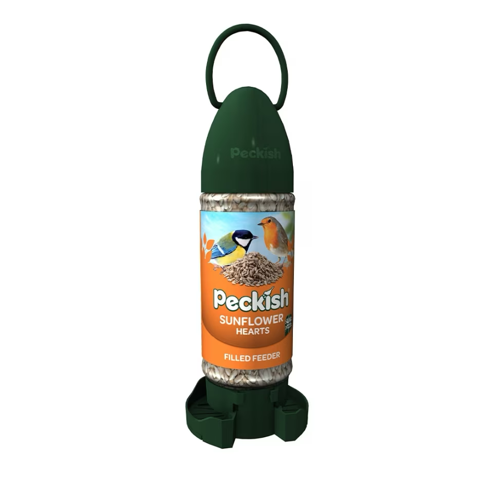 Peckish Filled Bird Feeder with Sunflower Hearts 300g