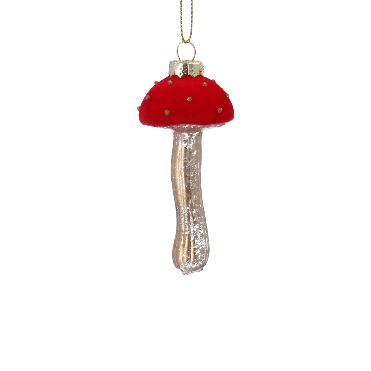 Gisela Graham - Red & Gold Toadstool Glass Hanging Decoration - 10cm
