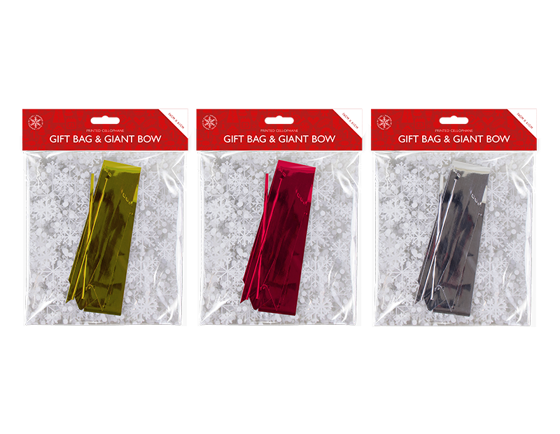 Christmas Cellophane Gift Bag with Giant Bow