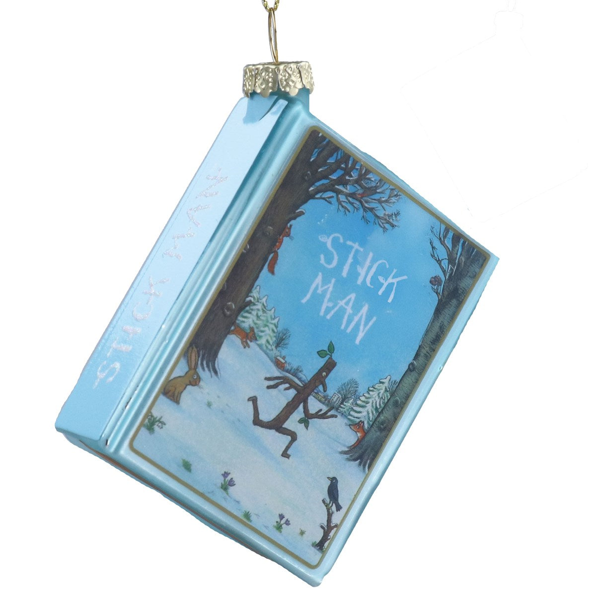 Gisela Graham - 'Stick Man' Book Glass Hanging Bauble - 8cm