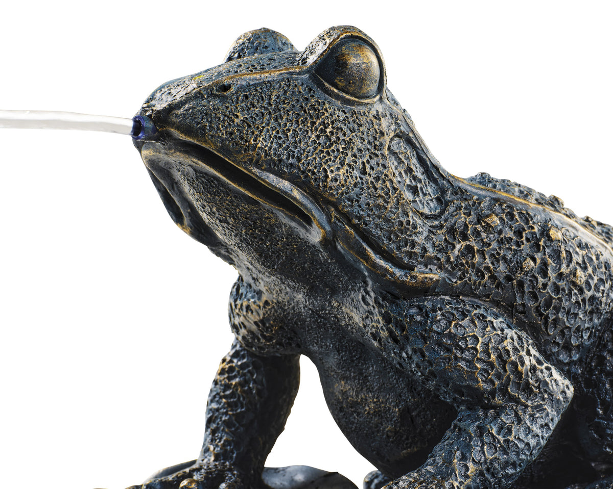 Lumineo - Solar Spitting Frog Outdoor Water Feature for Ponds with Bat ...