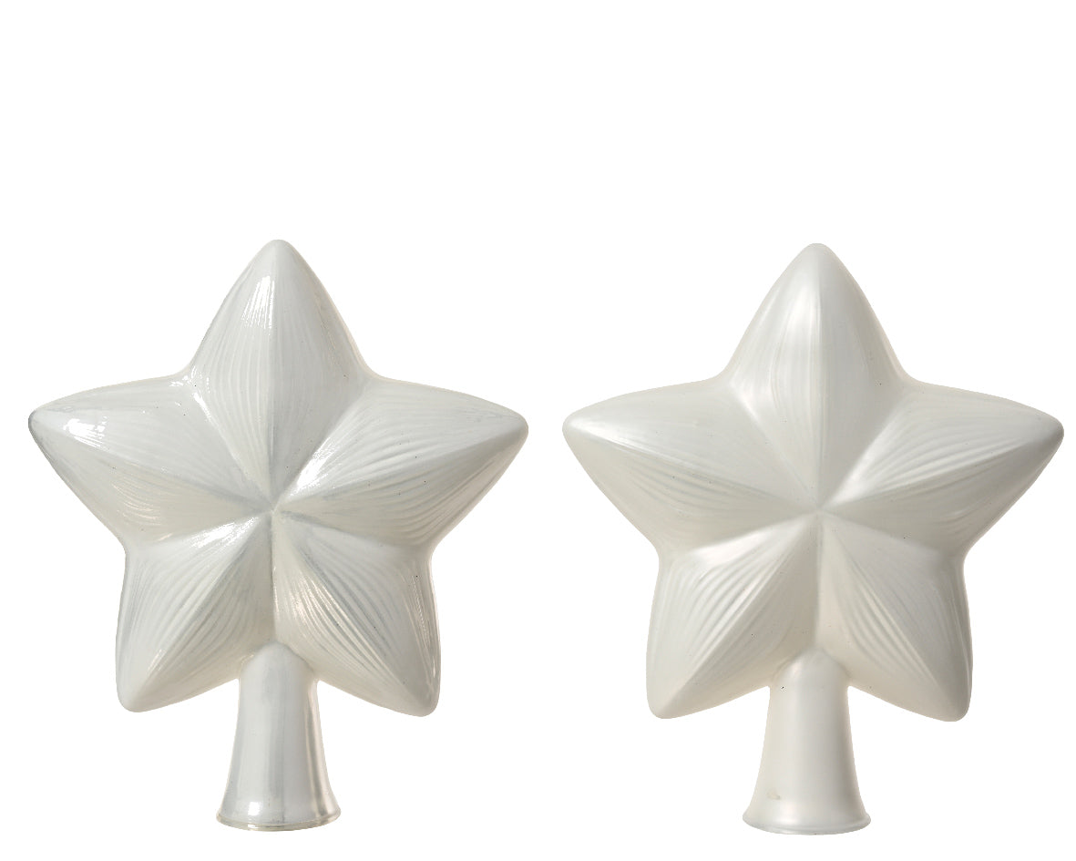 Winter White Star Shiny or Matte Glass Tree Topper
