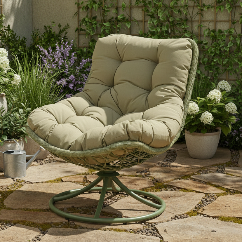 Green Medellin Wicker Outdoor Swivel Chair 93cm