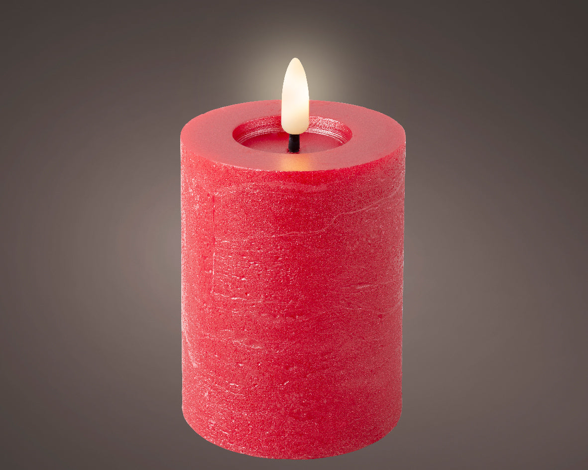 LED Christmas Red Wax Candle with Flame Effect - 11.2cm