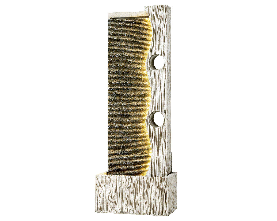 Outdoor X-Large Tall Grey Ripple Water Feature with LED Lights - 140cm