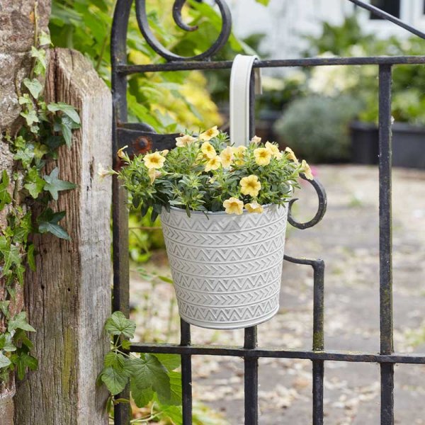 Aztec Ivory 6in Fence & Balcony Hanging Plant Pot