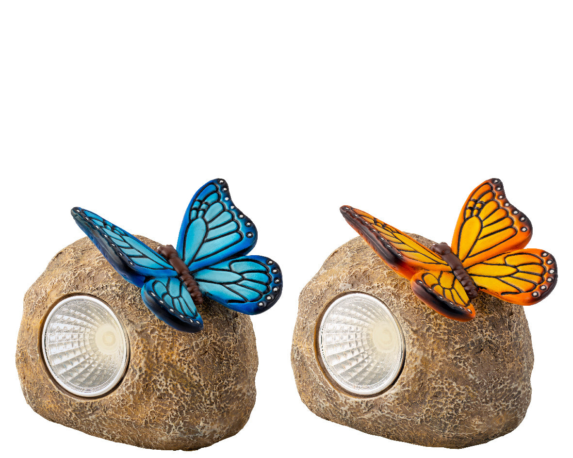Solar Powered Rock with Butterfly Light – Southwood Garden Centre
