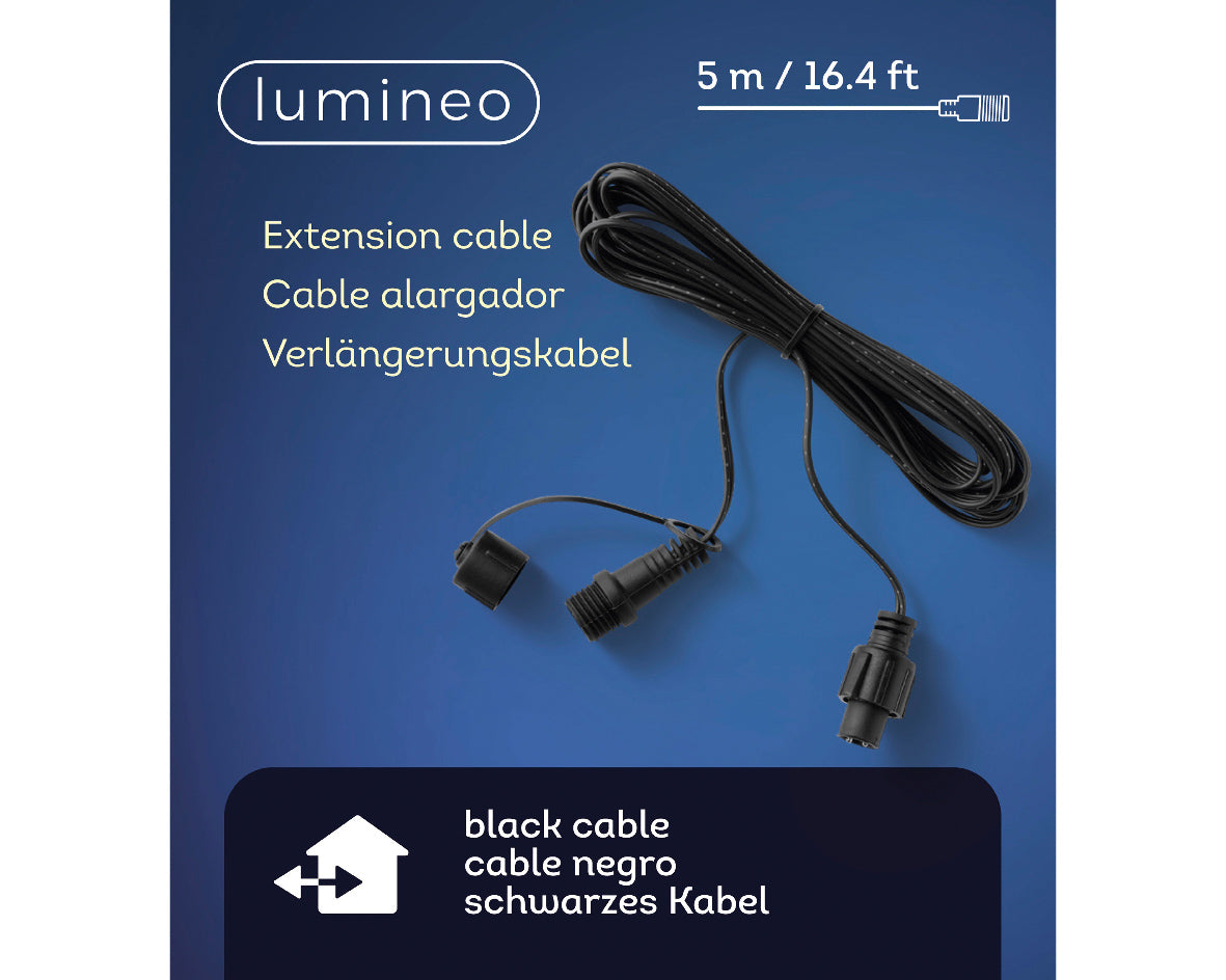 Outdoor Black PVC Extension Cable - 5m