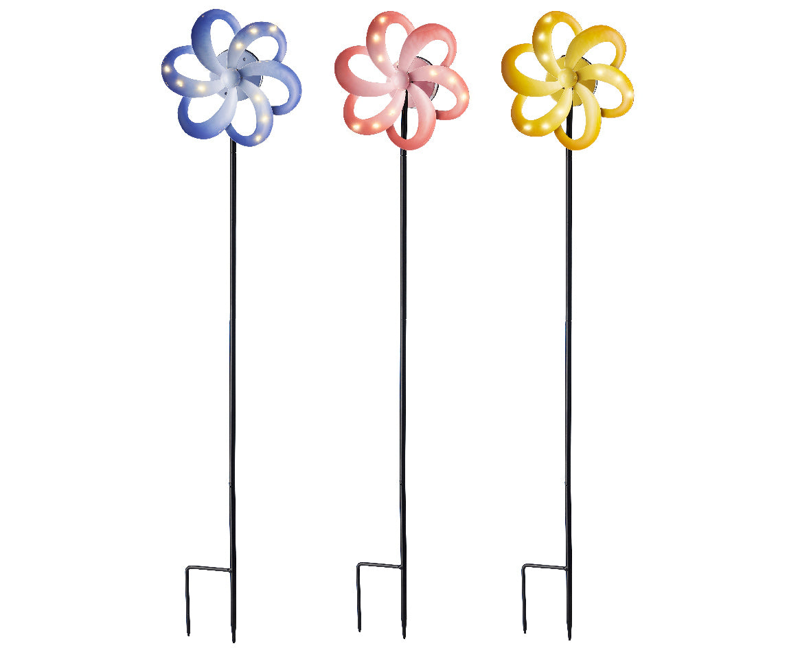 Colourful Solar Wind Spinner Stake Light - 85cm
