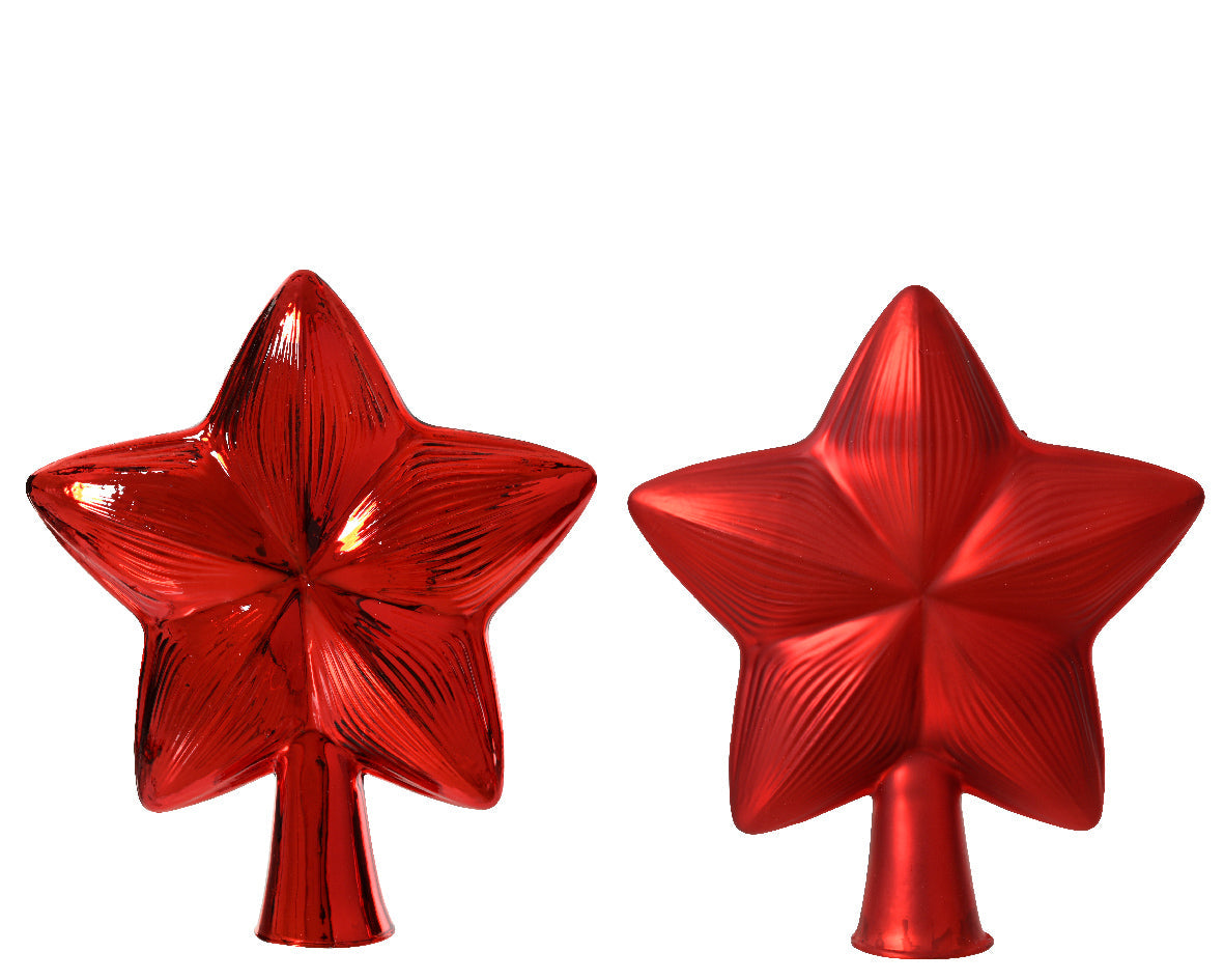 Red Glass Star Shiny or Matte Tree Topper