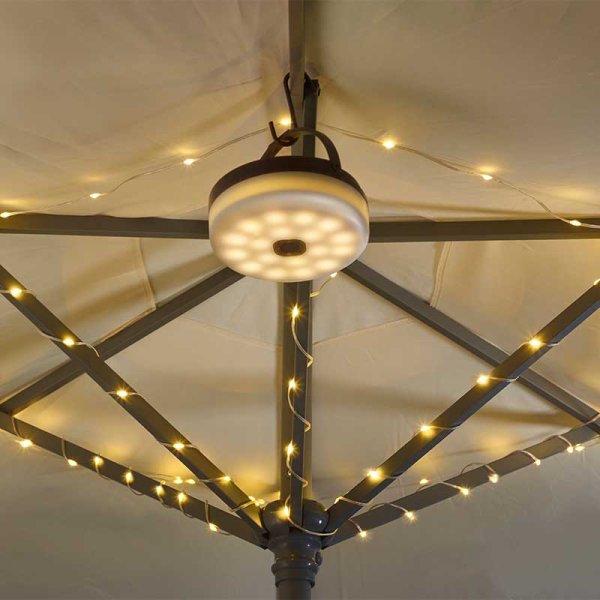 Portable Retractable String Lights 10m with 100 LEDs Solar & USB Rechargeable - Camping