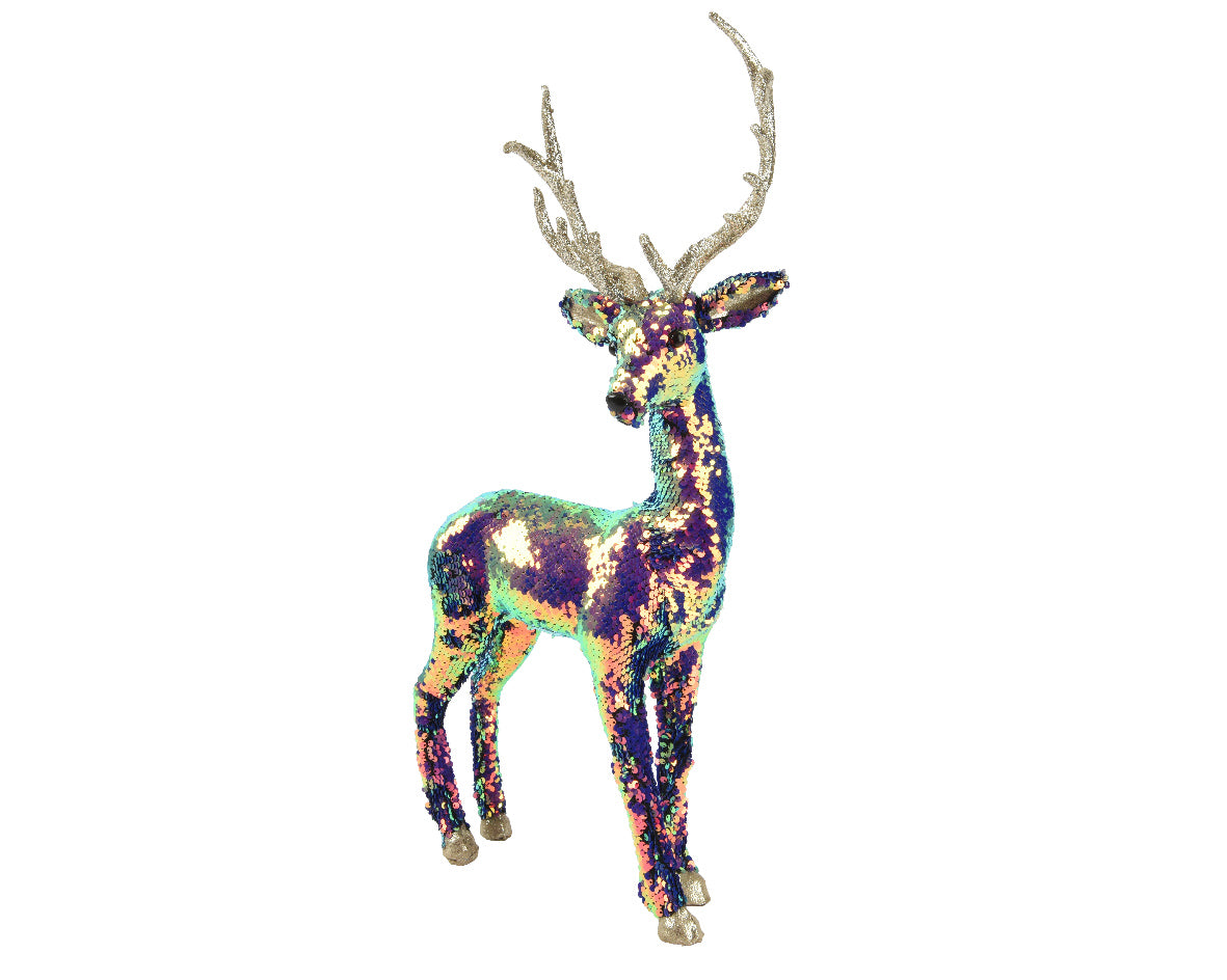 Reindeer Polyester Ornament with Sequins and Glitter