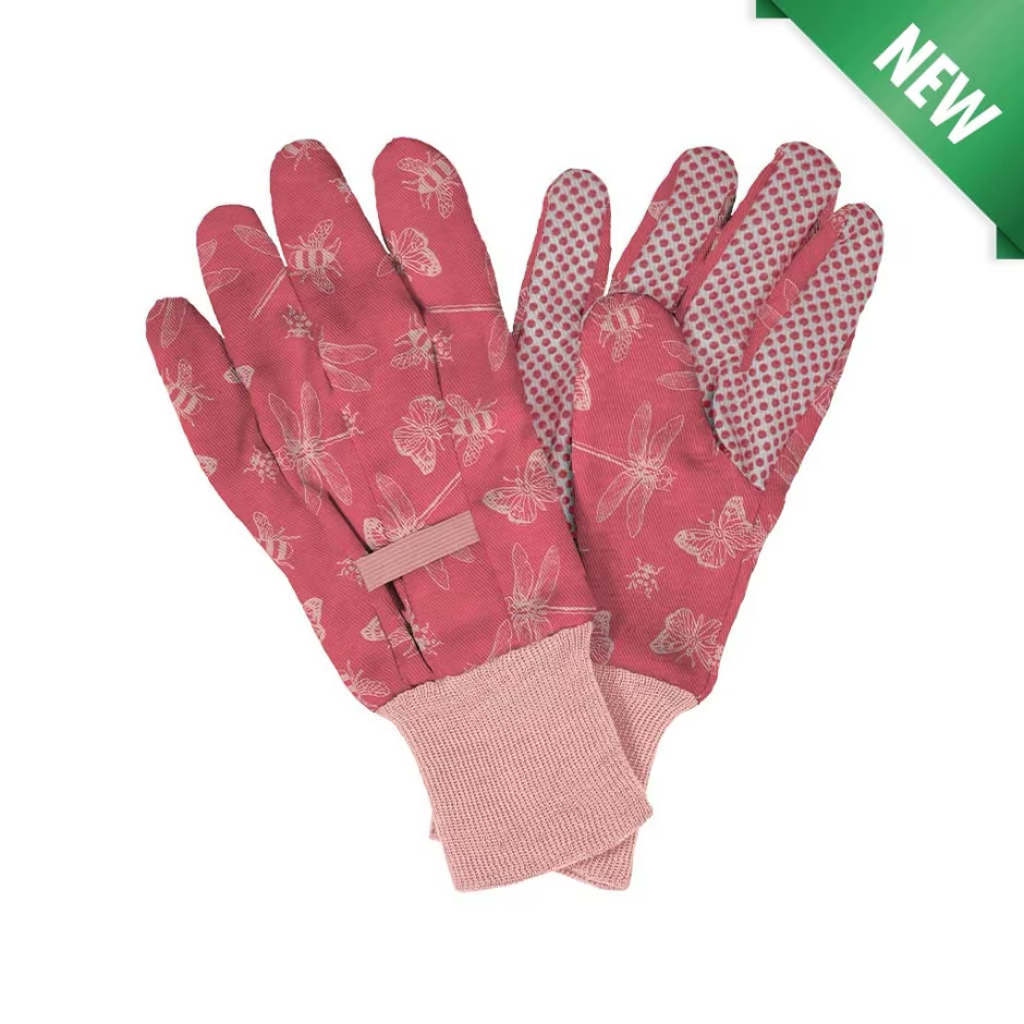 Kent & Stowe Cotton Gloves Flutterbugs Print Pink Ladies Medium