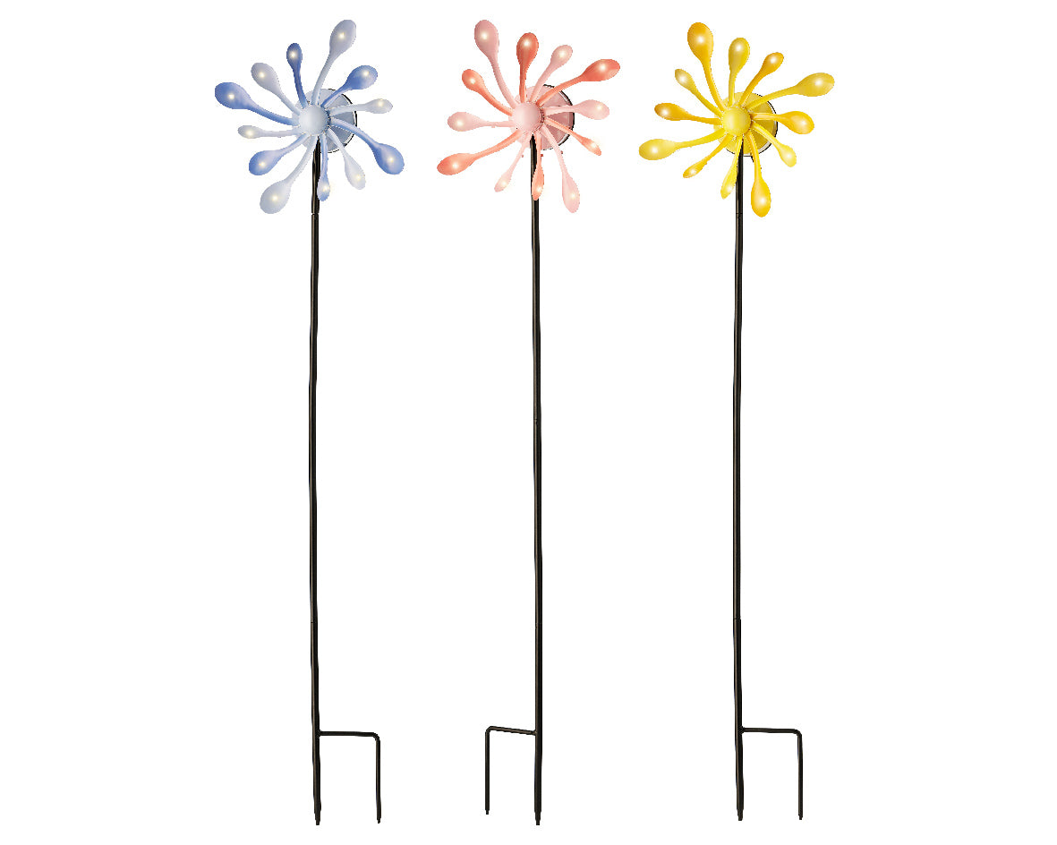 Colourful Splurge Solar Wind Spinner Metal Stake Light - 85cm