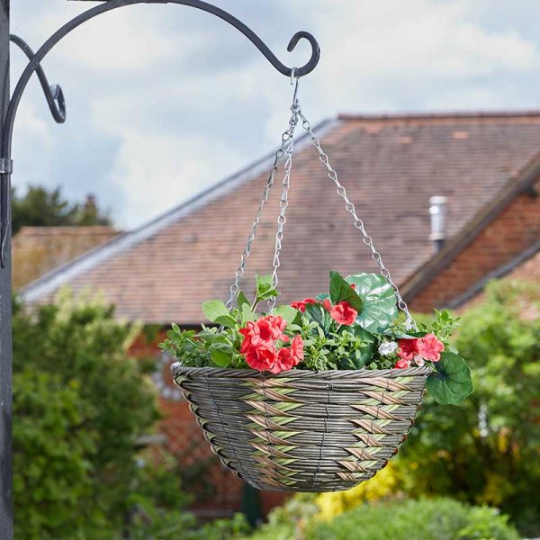 Smart Garden - 14in Faux Rattan Hanging Basket - Safari