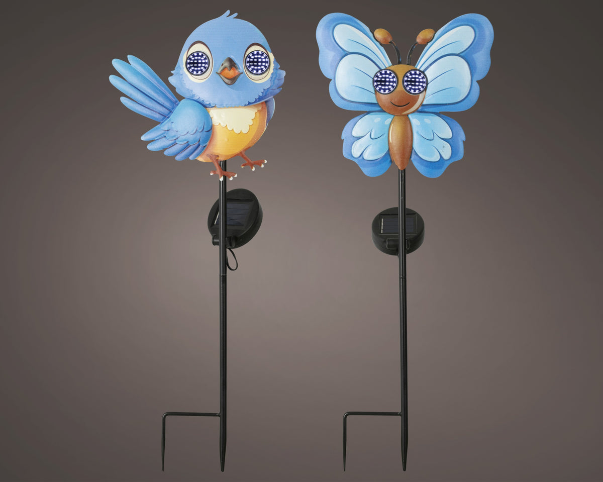 Solar Blue Bird OR Butterfly Light Up Stake