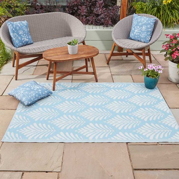 Alfresco Outdoor Rug Mat - Palmyra Sky Blue - 150 x 210cm