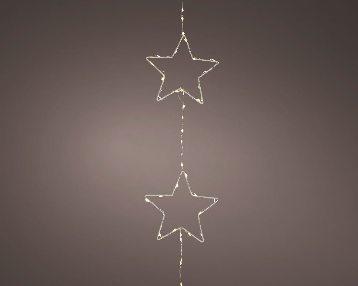 Warm White Micro LED Snowflake Lights with White Cable - 2.15m 150 LED