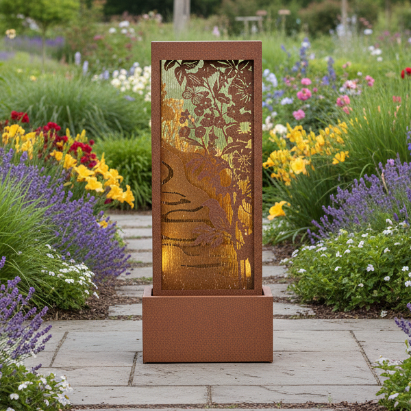 Lumineo 123cm XL Butterfly LED Garden Water Feature – Galvanised Steel Outdoor Fountain