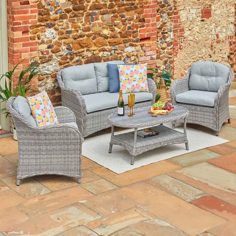 Leisure Grow - St Tropez Stone Lounge Sofa Set - Stone Grey