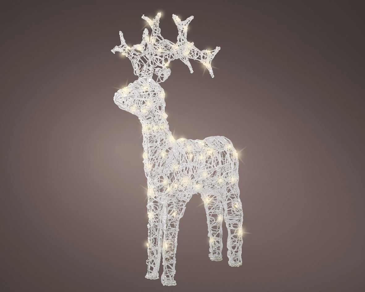 Acrylic Reindeer Flashing Light Up Warm White Outdoor Decoration - 89cm