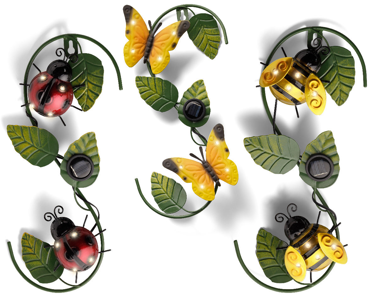 Solar Powered Metal Insects with Leaves Light – Southwood Garden Centre