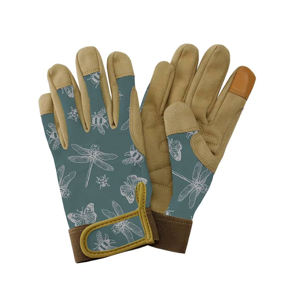 Kent & Stowe Teal Flutter Bugs Print Premium Comfort Gloves - Ladies Medium