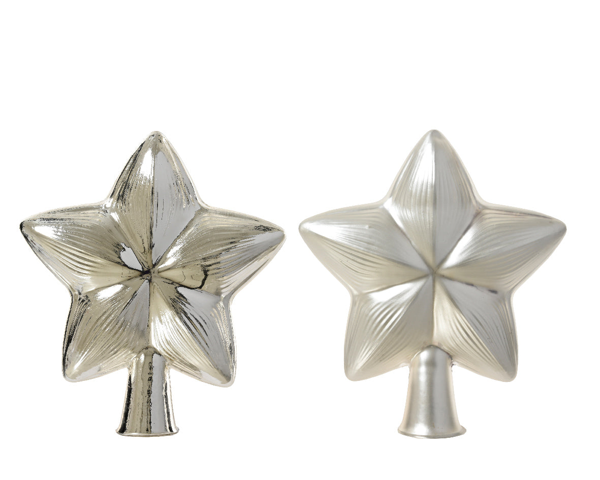 Silver Star Shiny or Matte Glass Tree Topper