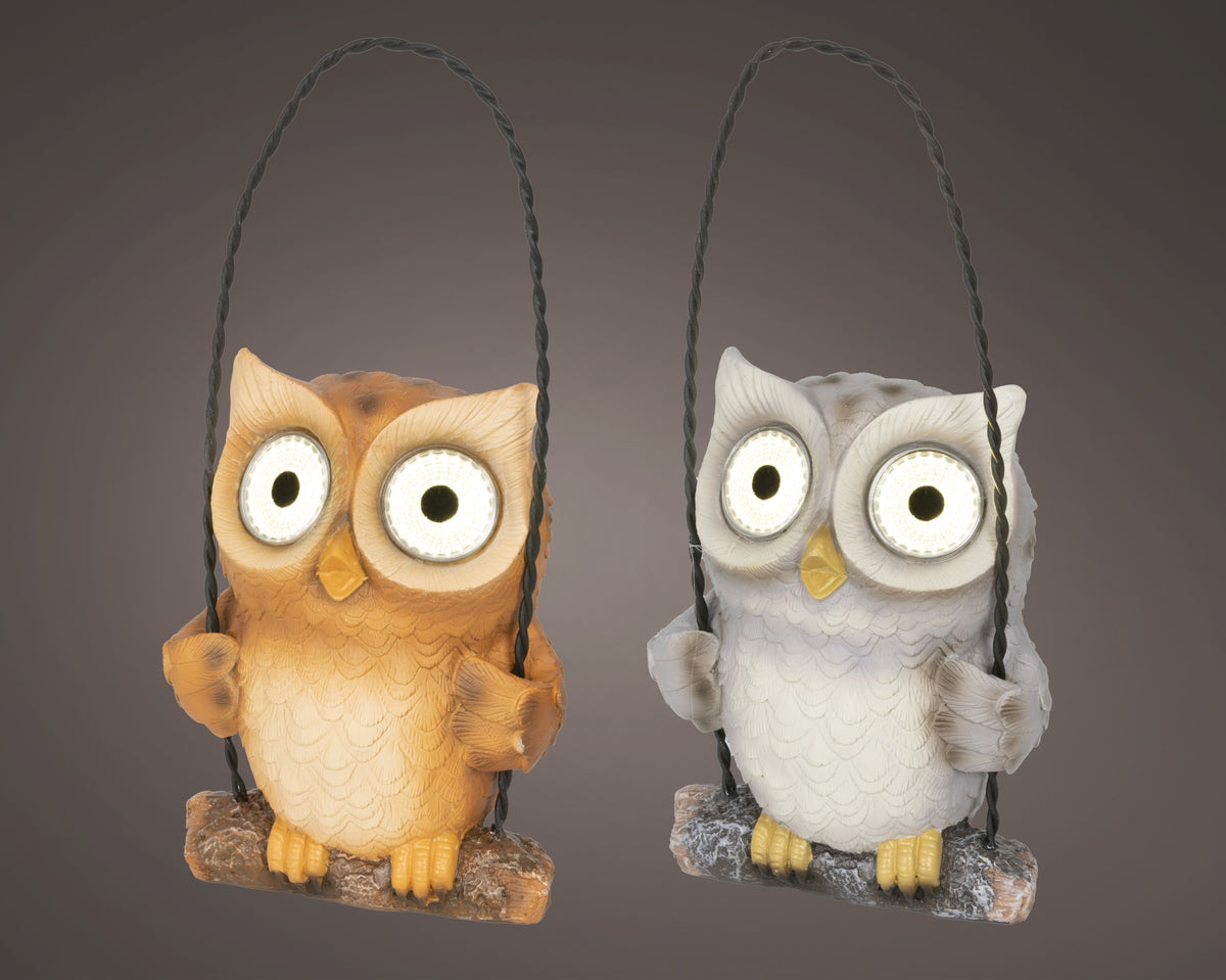 Lumineo -  Solar Garden Ornament Owl on Swing