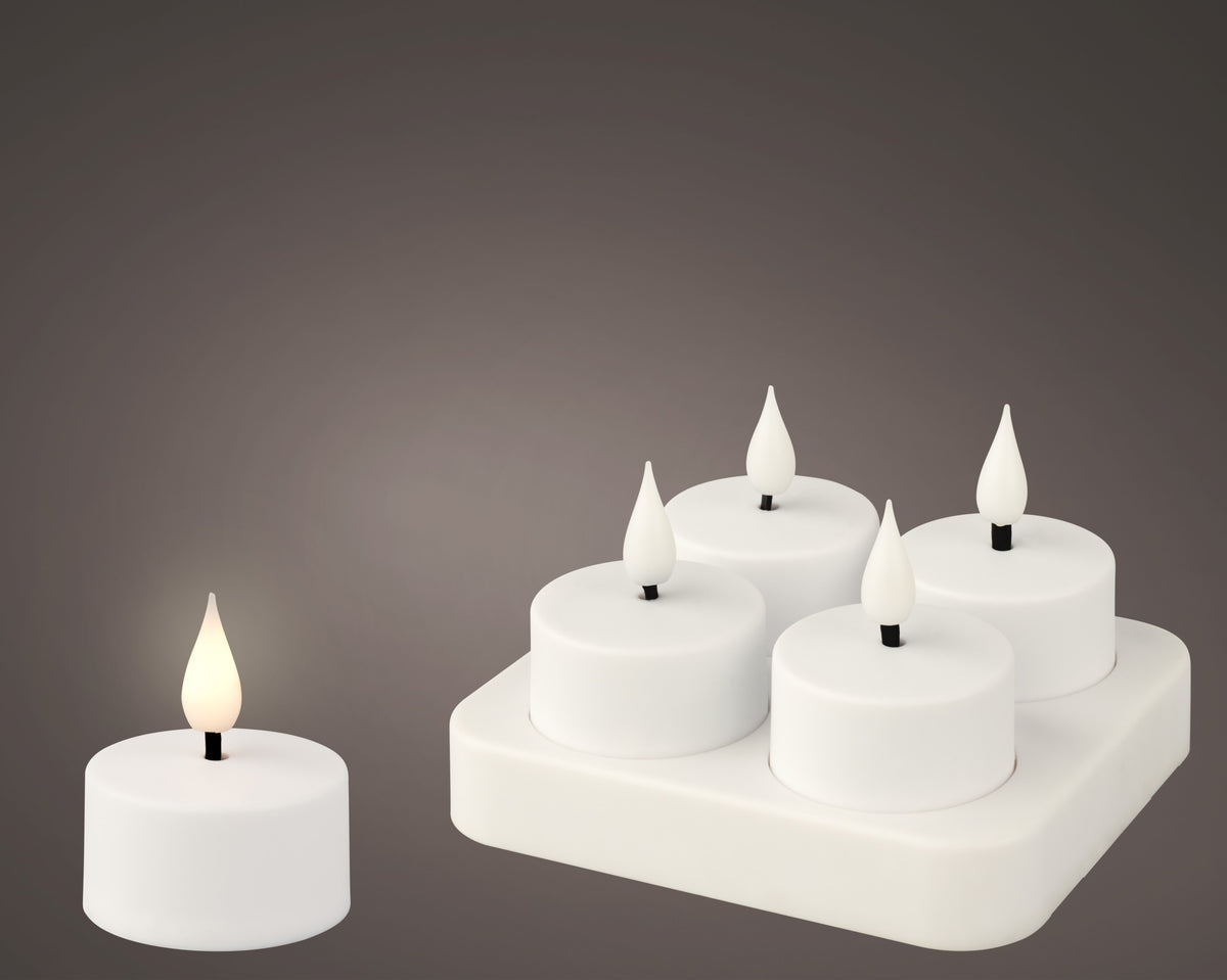 Rechargeable LED Tea Light Light Up Candles - Set of 4