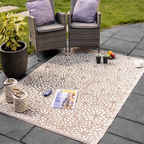 Alfresco Outdoor Rug Mat - Bloom Mocha - 150 x 210cm