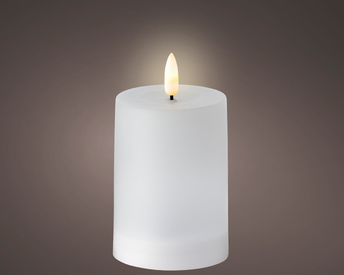 Lumineo White Solar Powered Outdoor LED Candle with Flickering Flame Effect