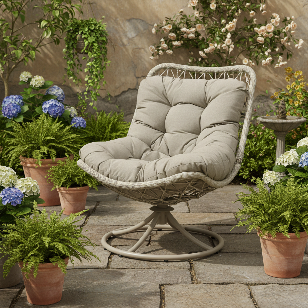 Grey Medellin Wicker Outdoor Swivel Chair 93cm