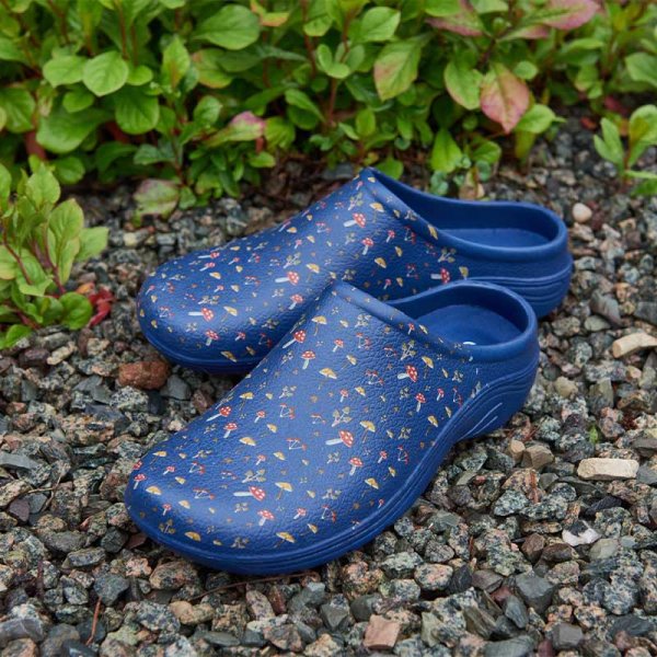 Mushrooms Blue Gardening Clogs