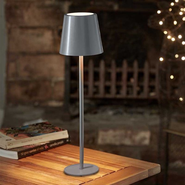 Turin Slate Grey Rechargeable Lamp