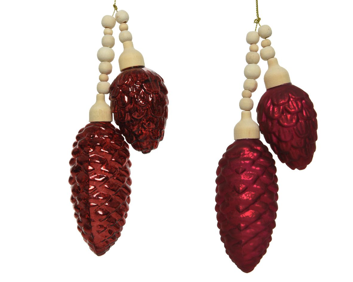 Hanging Glass Pinecone Bundle - Set of 3