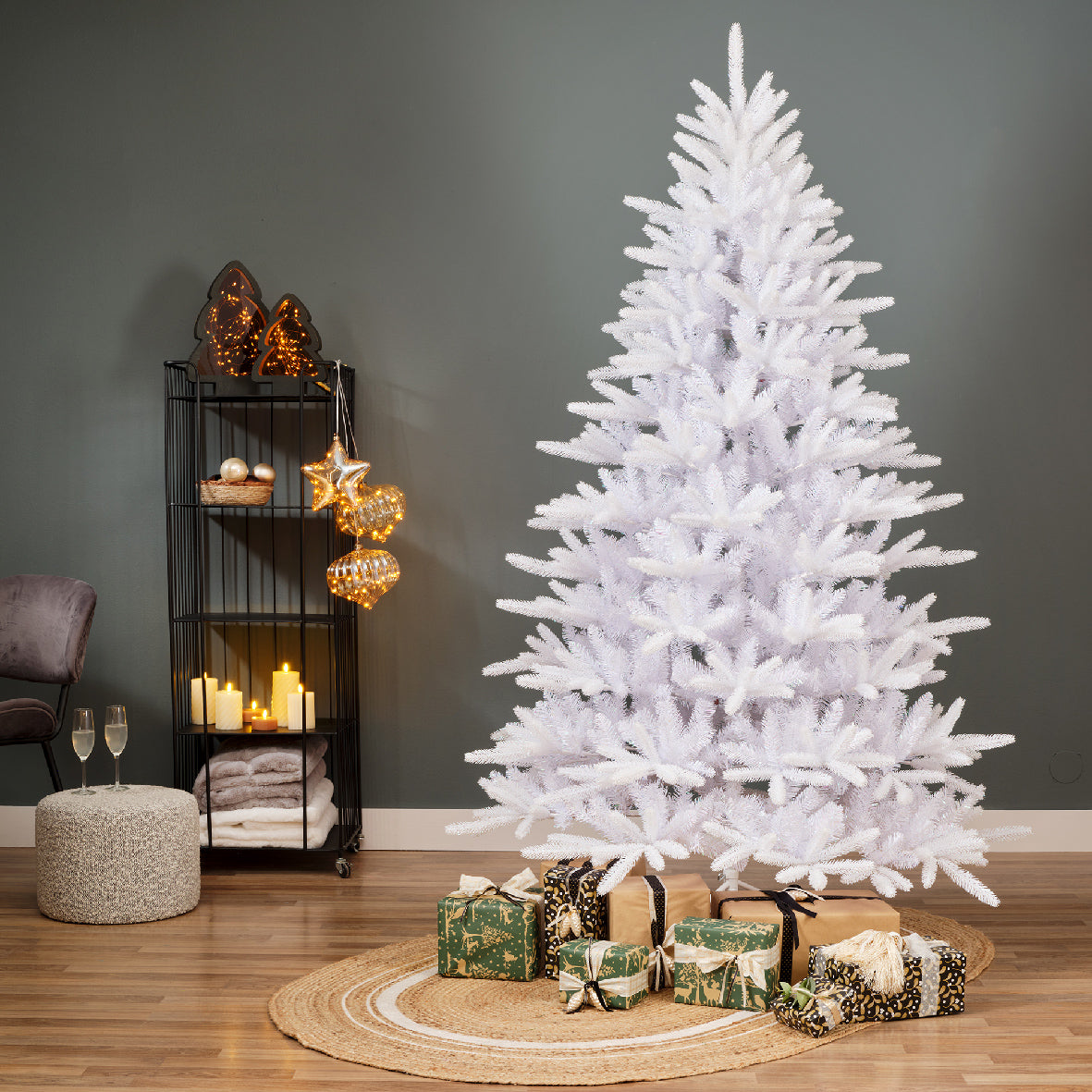 Everlands Copenhagen Fir White Glitter Artificial Christmas Tree