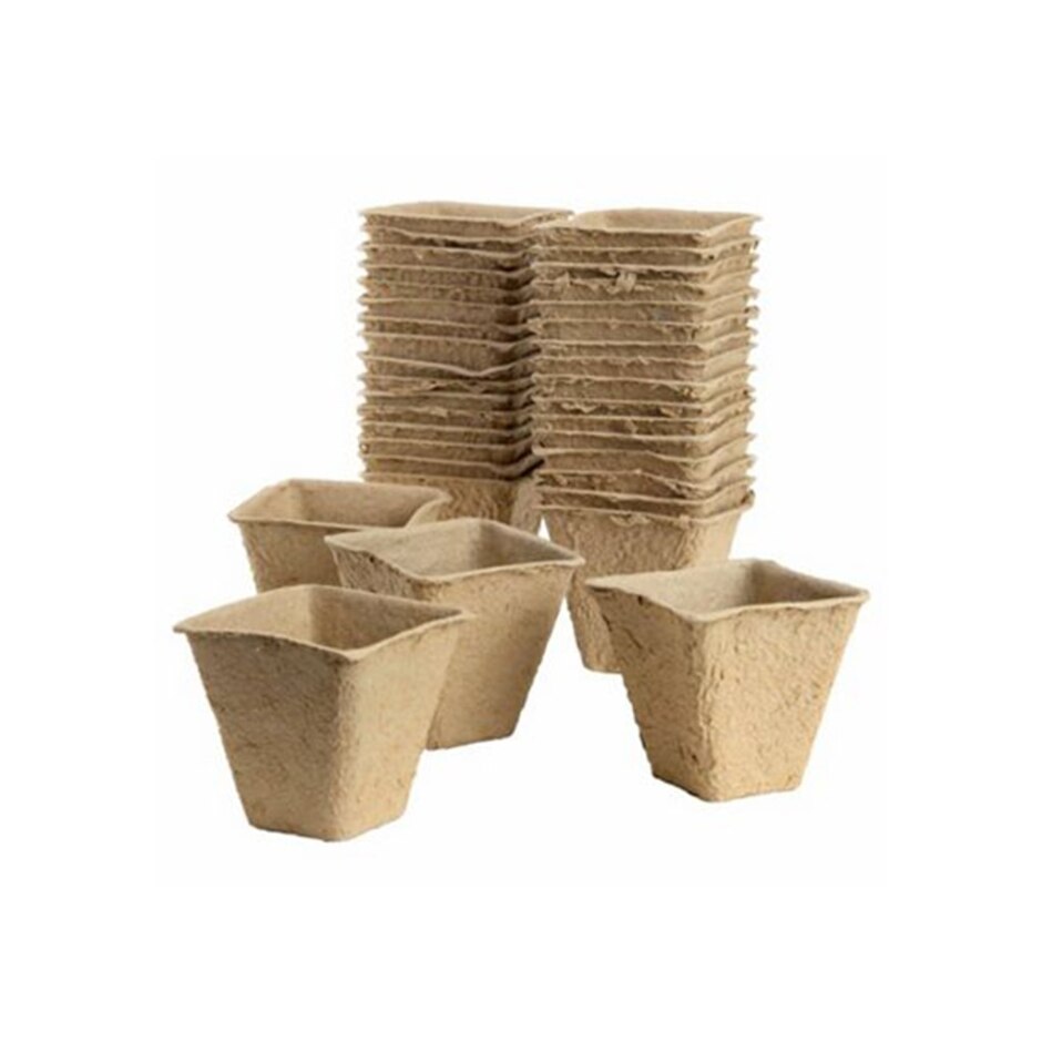 Gro-Sure Fibre Pots Square 6cm 20 Pack