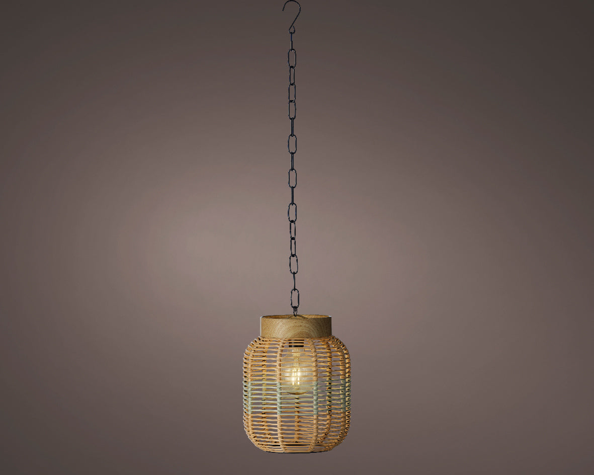 Solar Powered Hanging Pendant Wicker Light - Natural