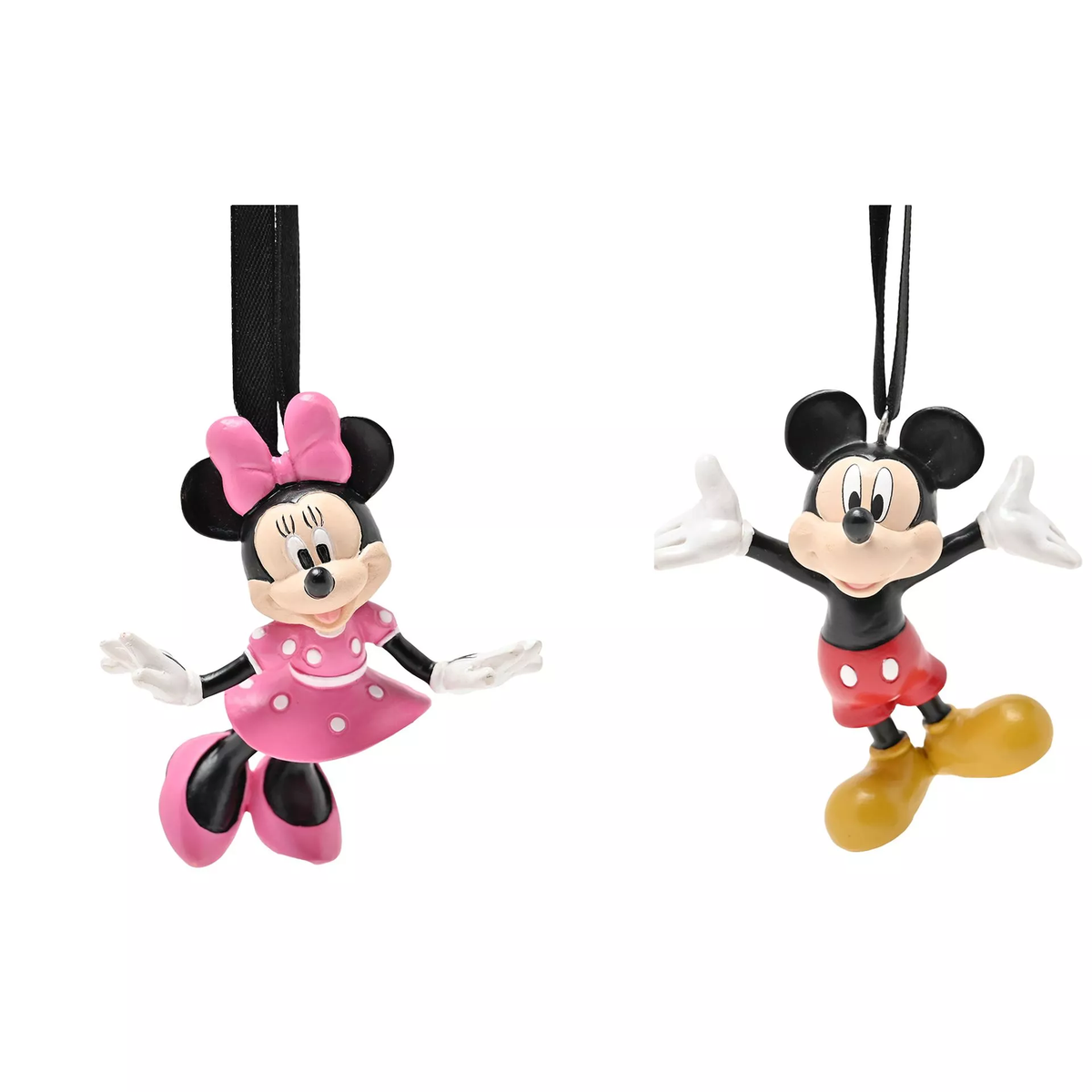 Disney Mickey & Minnie Mouse Resin Christmas Baubles - Set of 2