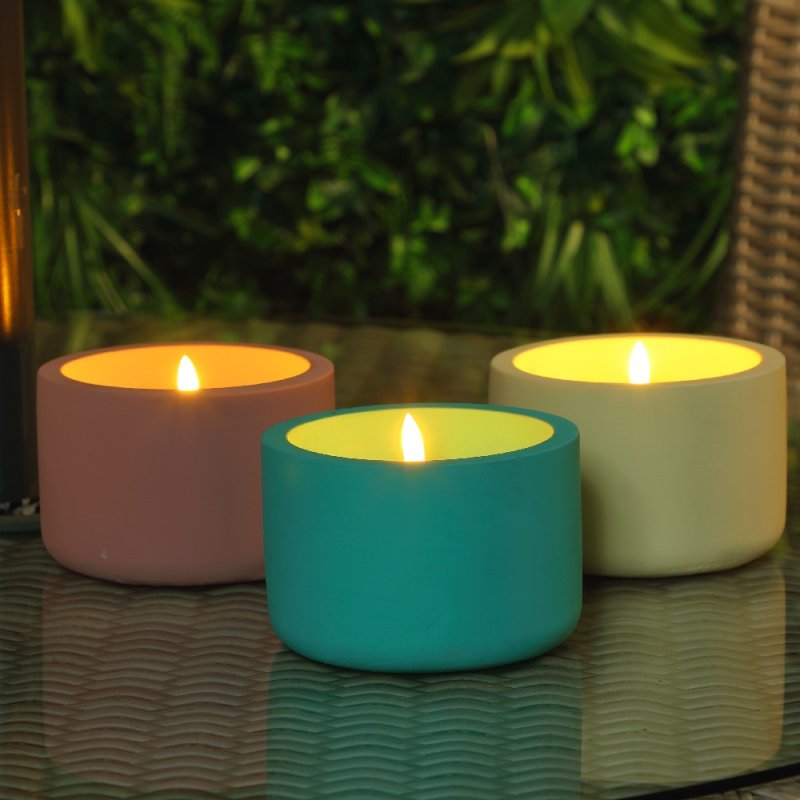Noma Concrete Colourful LED Candle 12cm - Battery Operated