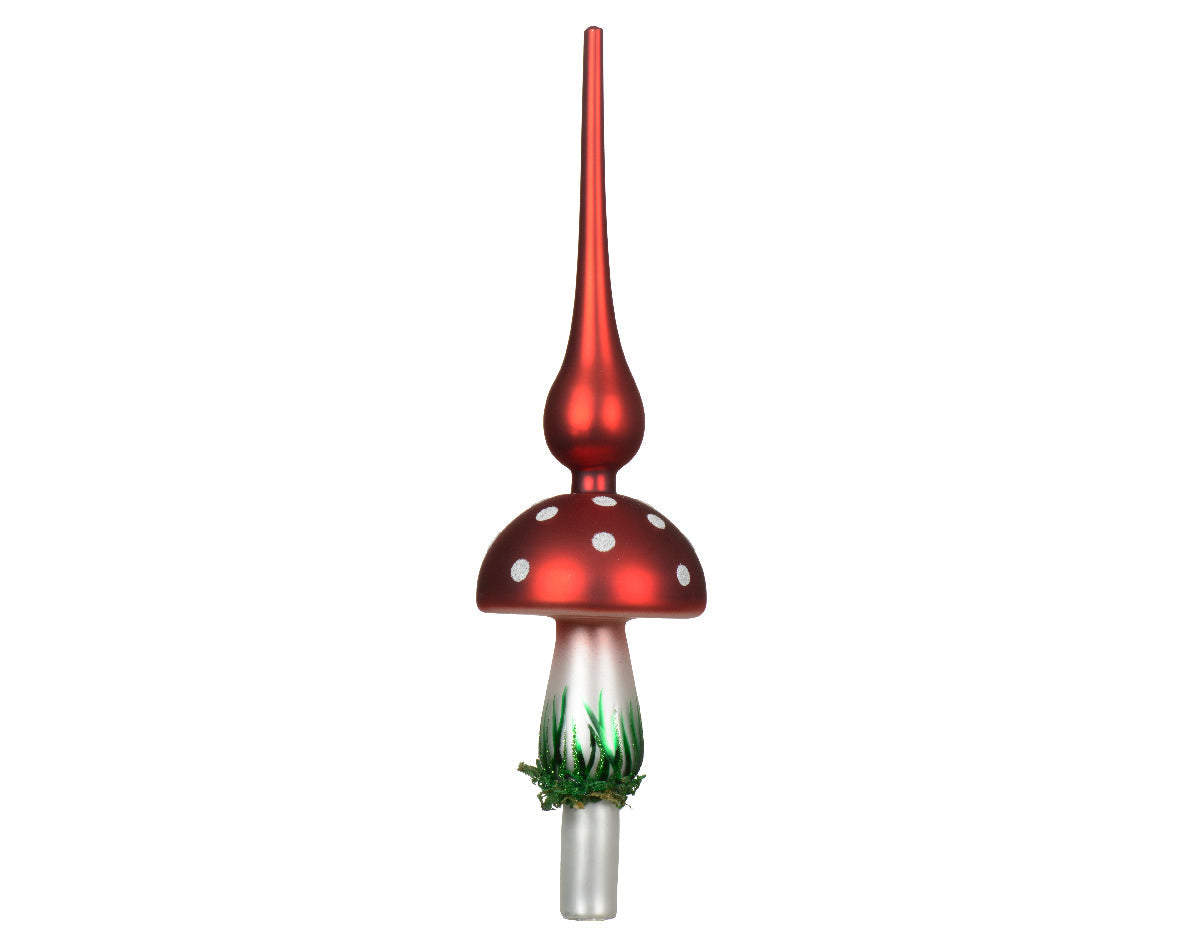 Glass Red Spotted Toadstool Mushroom Treetopper