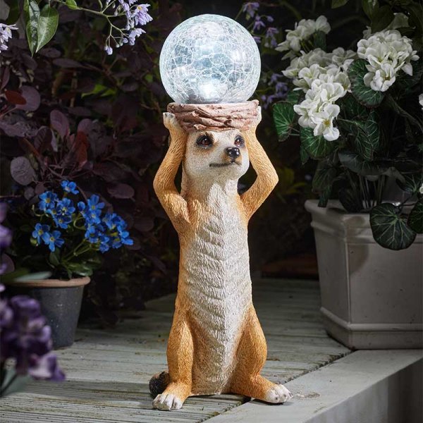 Mystik Meerkat Colour Changing Orb Solar Garden Ornament