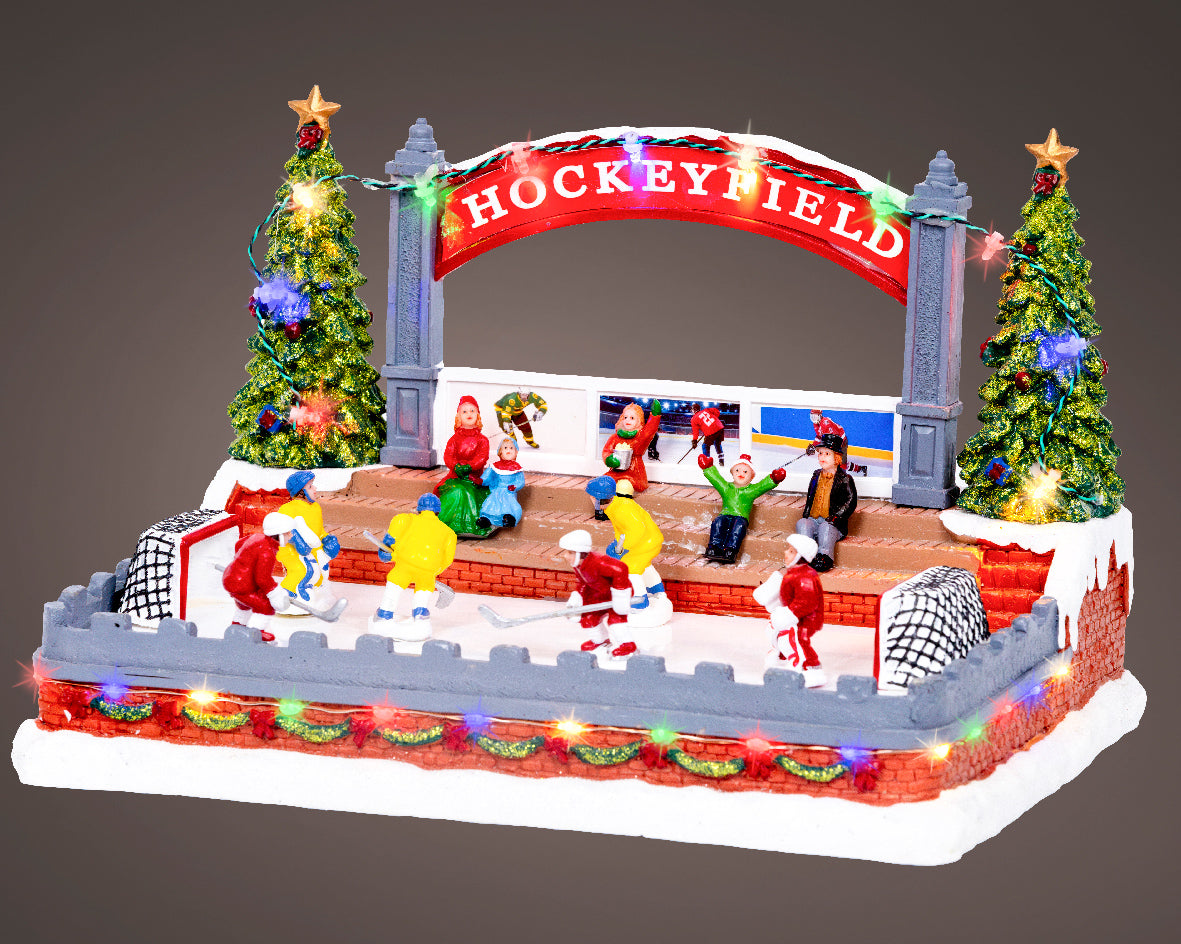 Lumineo Christmas Village Ice Hockey Rink with Lights & Motion