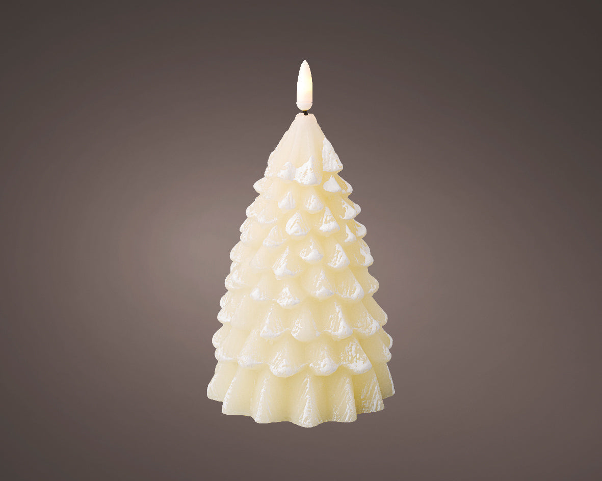 Battery Operated Cream Christmas Tree Wax Candle