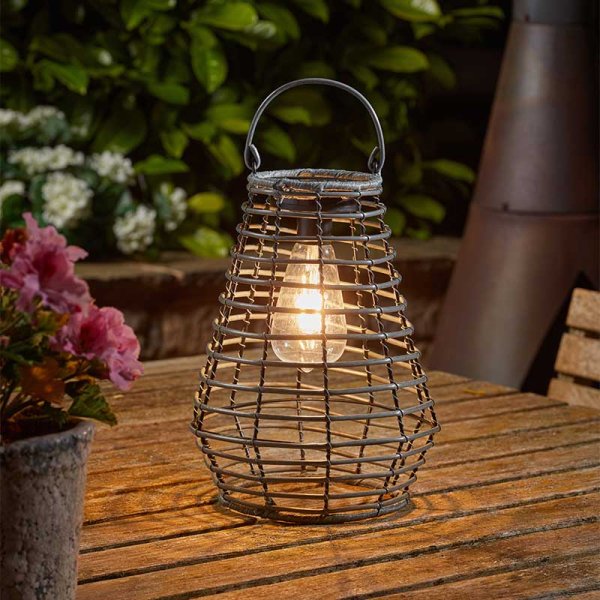 Smart Solar - Modern Maris Slate Weave Solar Lantern