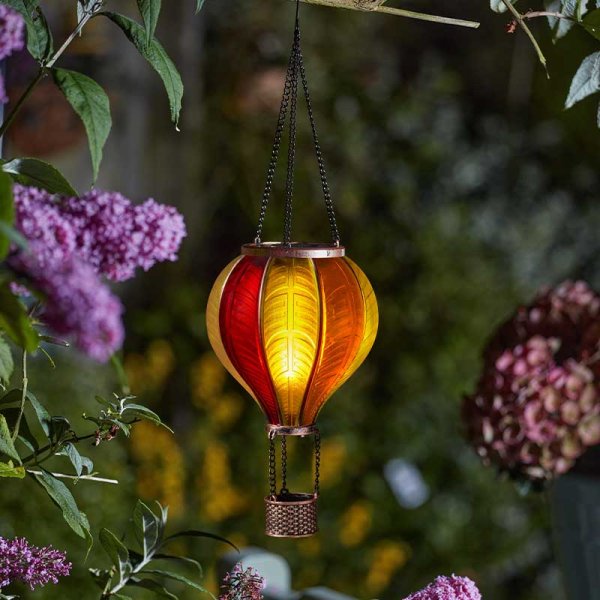 Smart Solar - Cool Flame LED Sunset Red & Yellow Rainbow Hot Air Balloon Fiesta Lantern